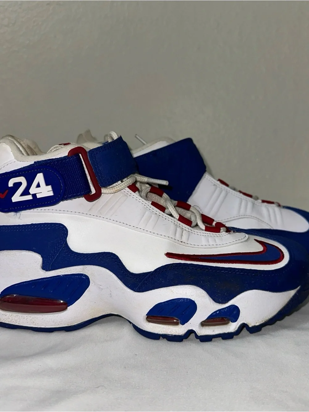 Nike Kids White, Blue & Red Retro Strap High-Tops